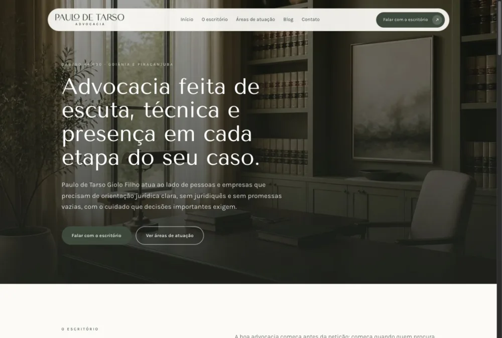 Página do site Paulo de Tarso Advocacia